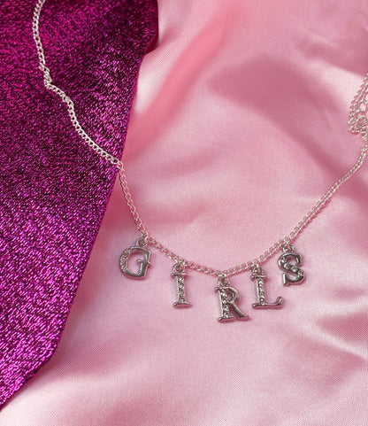 GIRLS Diamanté silver letter sparkly necklace