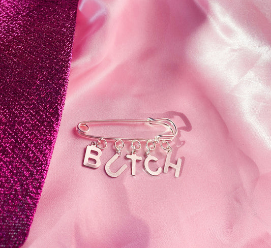 BUTCH letter charm word kilt pin brooch