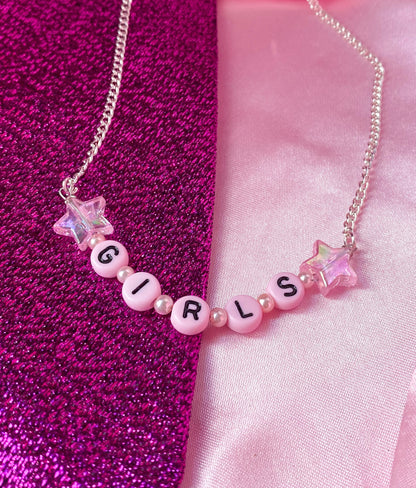 Pink Girls letter bead necklace