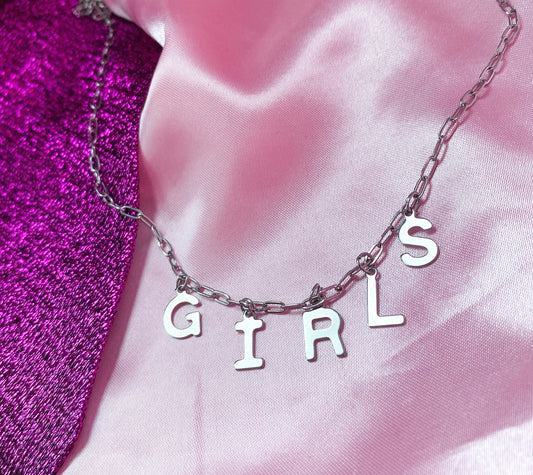 GIRLS lettering necklace, 100% stainless steel
