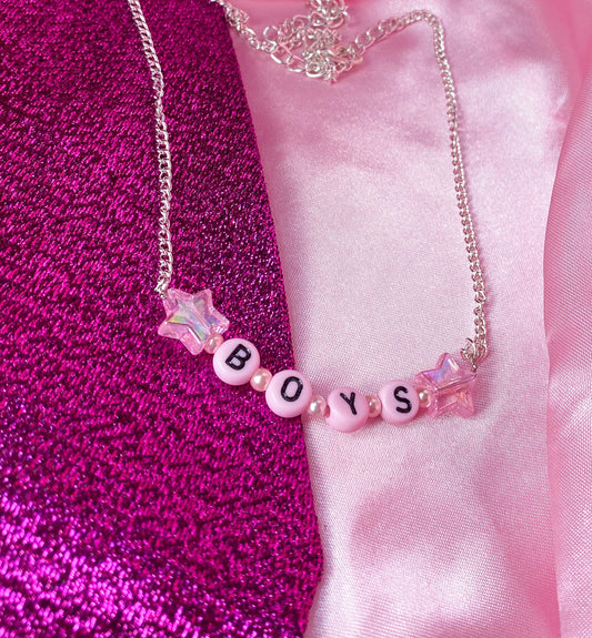 Pink BOYS letter bead necklace