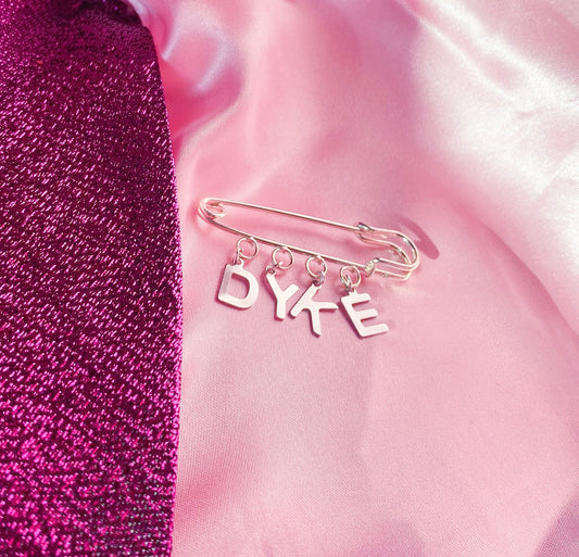 DYKE letter charm word kilt pin brooch