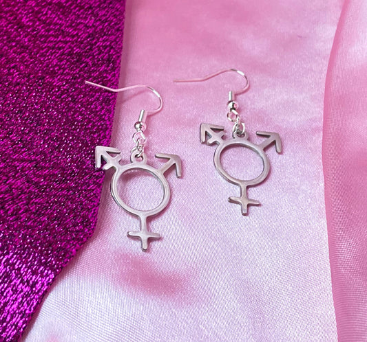 Transgender symbol stainless steel earrings