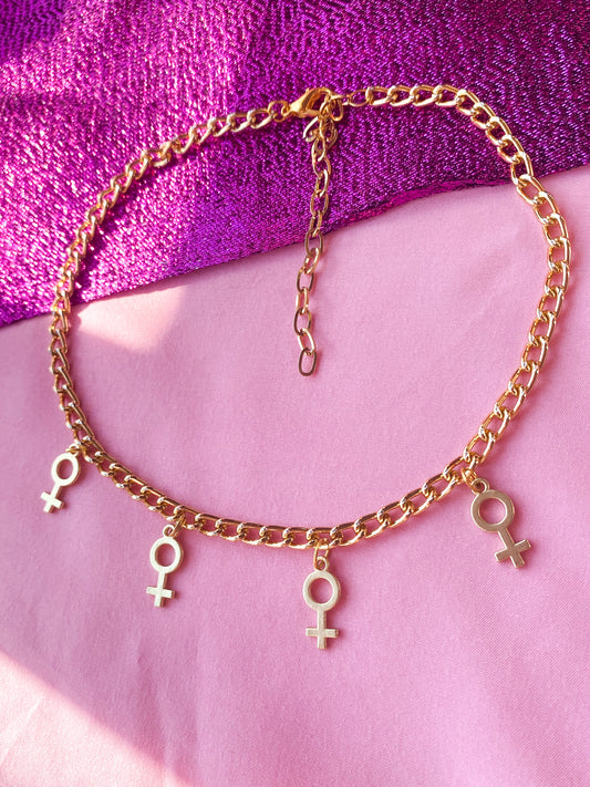 Multiple Venus charm gold necklace