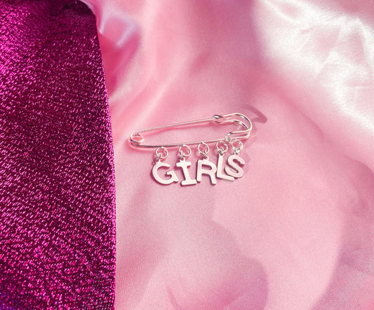 GIRLS letter charm word kilt pin brooch