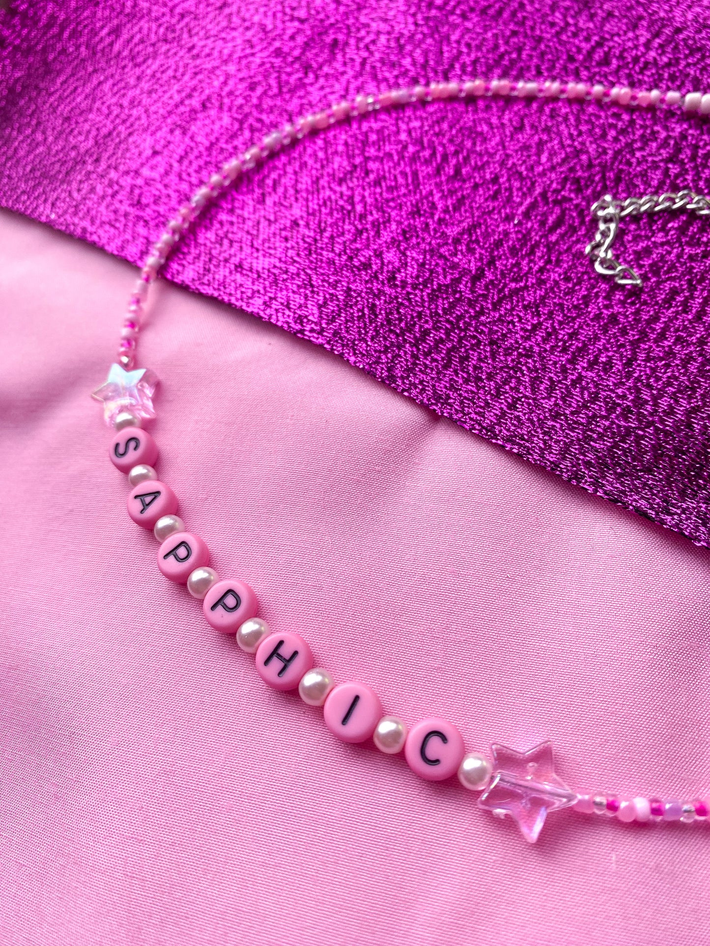 Pink SAPPHIC beaded necklace