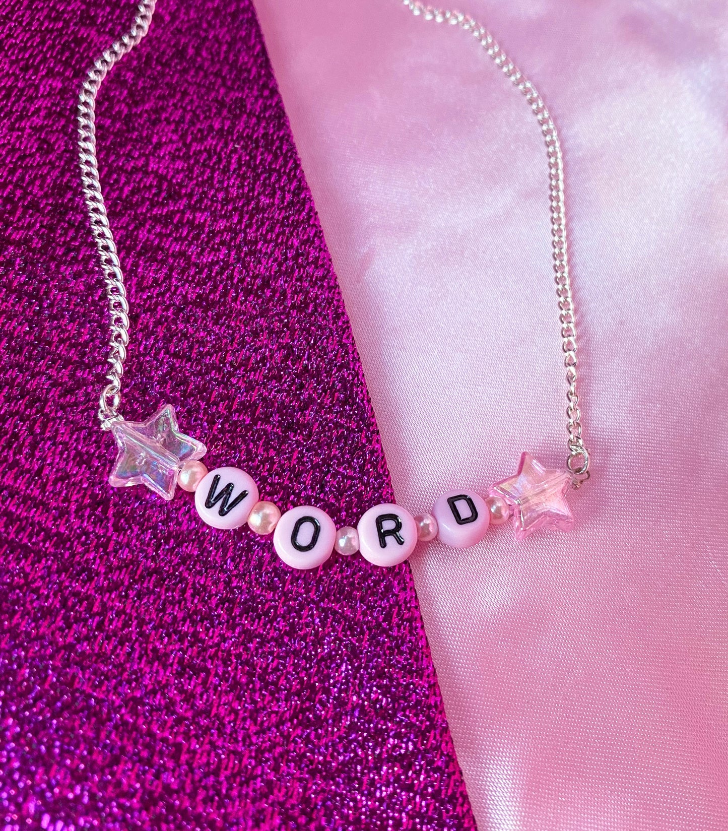 Pink letter bead customisable NAME or WORD necklace