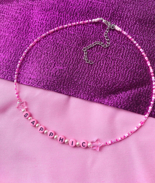 Pink SAPPHIC beaded necklace