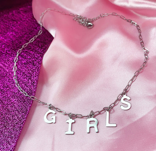 GIRLS lettering necklace, 100% stainless steel