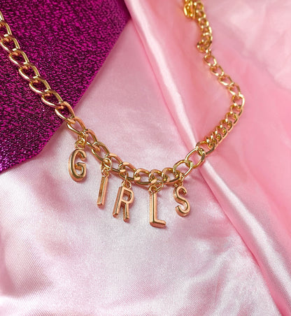Chunky GIRLS gold colour letter charm necklace