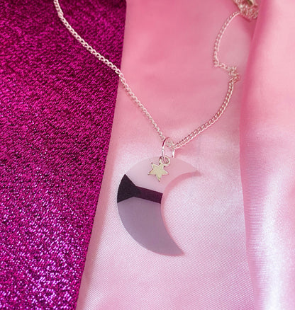 Demisexual pride flag moon necklace