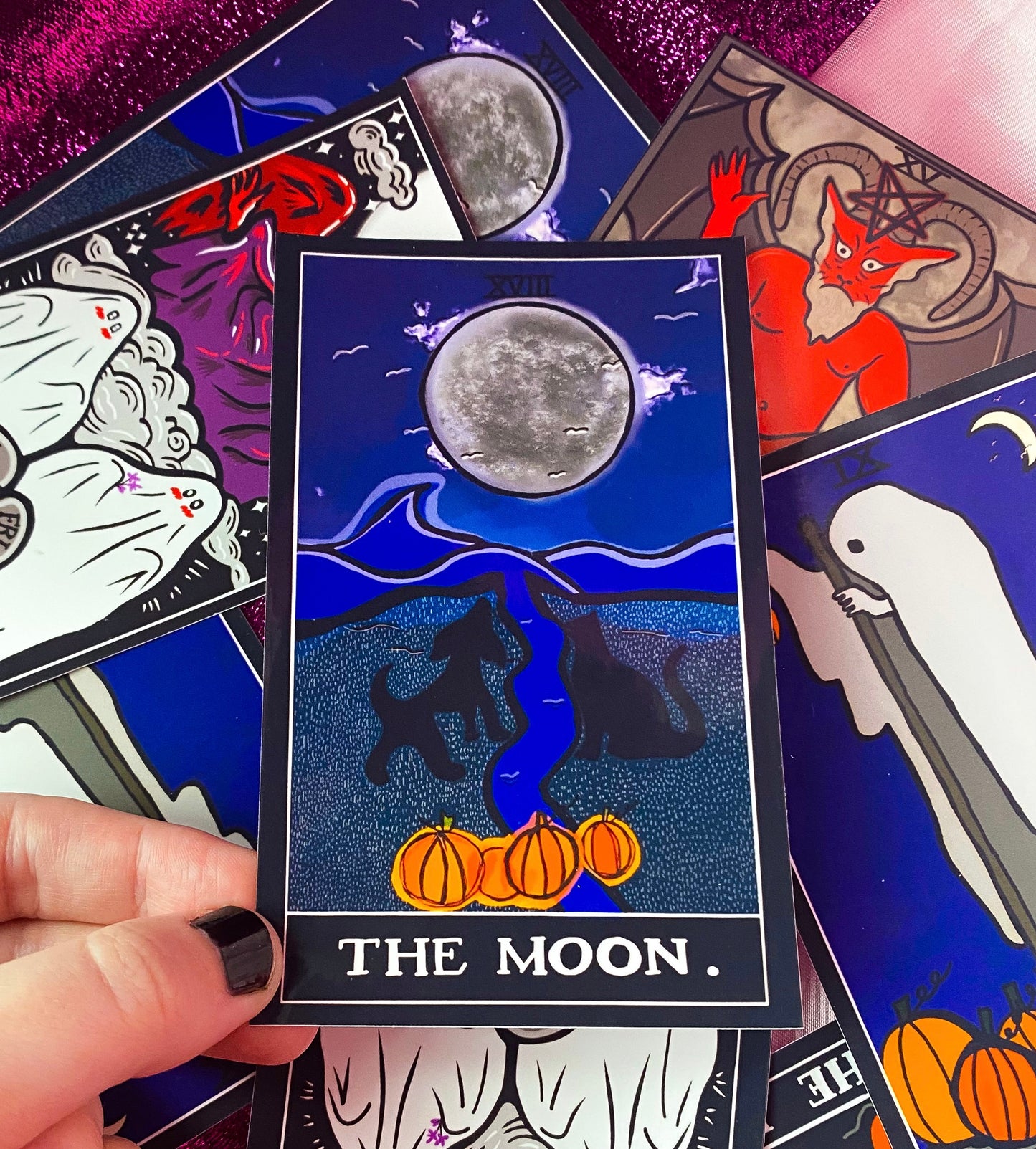 The moon tarot card sticker