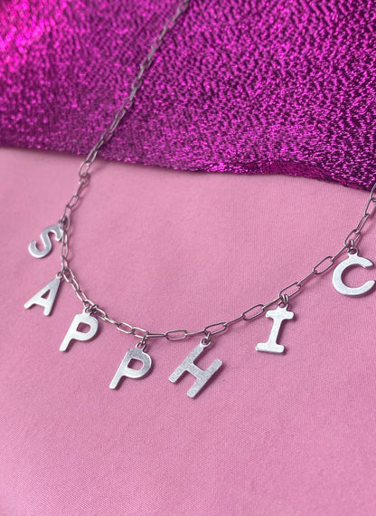 SAPPHIC stainless steel letter charm necklace
