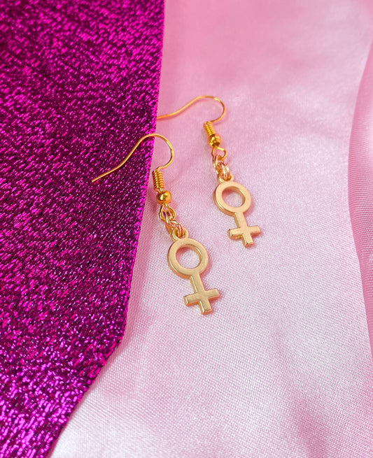 Gold Venus symbol earrings
