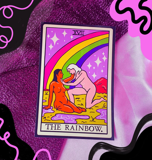 The Rainbow, sapphic lesbian pride tarot card sticker