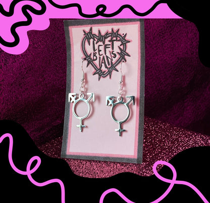 Transgender symbol stainless steel earrings