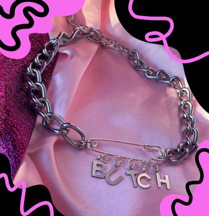 Butch kilt pin chunky chain choker necklace