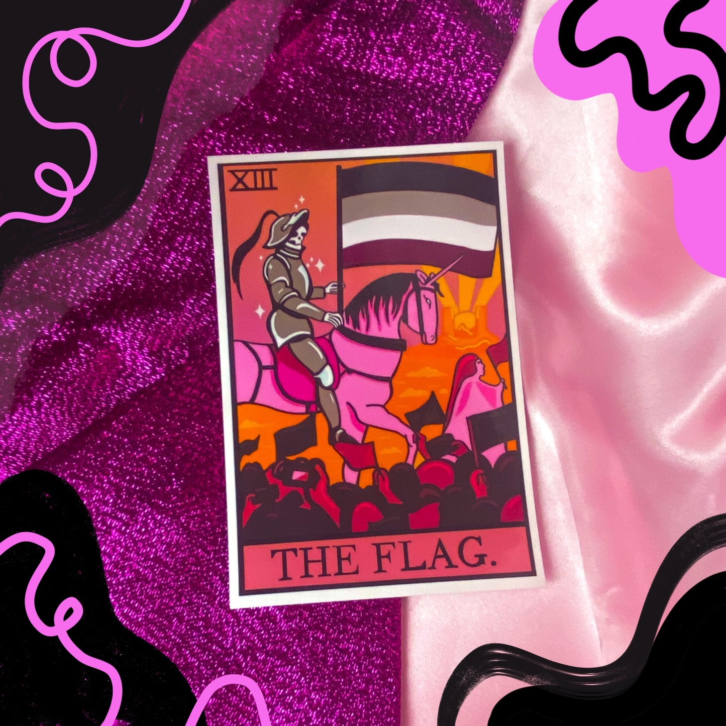 Asexual pride flag tarot card sticker