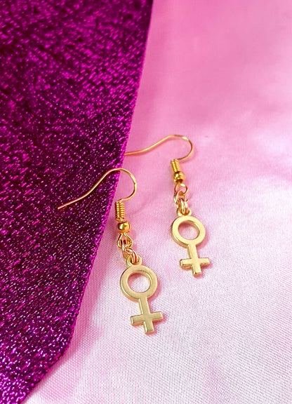 Gold Venus symbol earrings