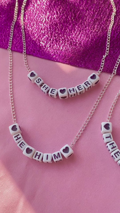 Pronoun letter bead necklace