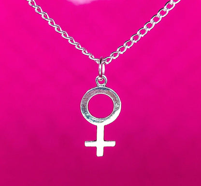 Silver Venus symbol necklace