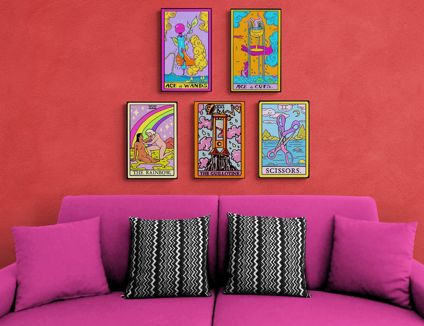 Scissor tarot card art print, lesbian pride wall art