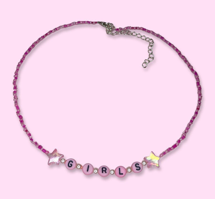 Pink Girls beaded necklace