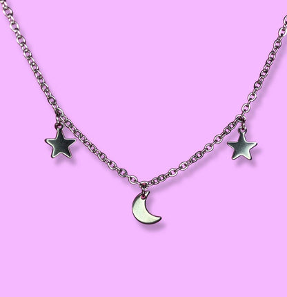 Moon and Stars charm necklace.