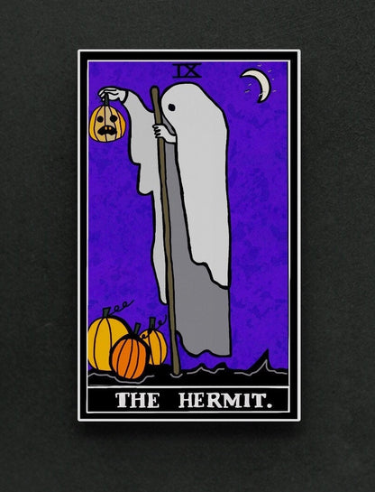The Hermit tarot card beige tote bag