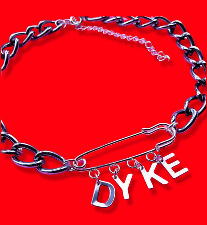 Dyke kilt pin chunky chain choker necklace