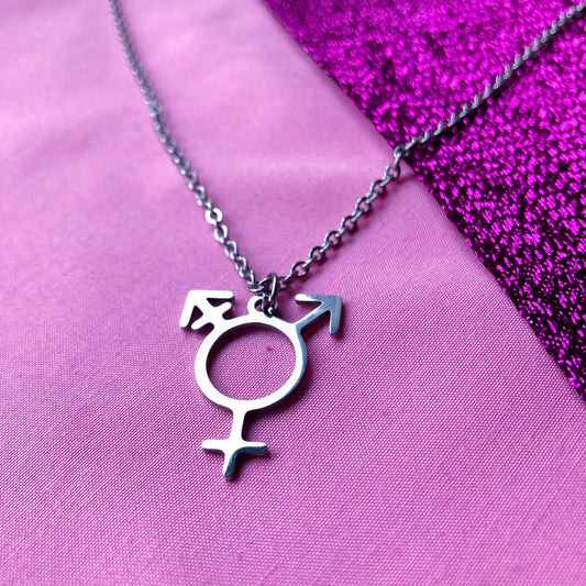 Transgender symbol stainless steel necklace