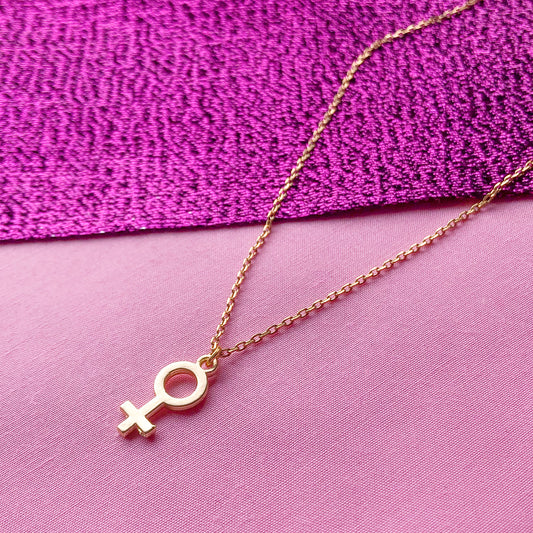 Gold Venus symbol necklace