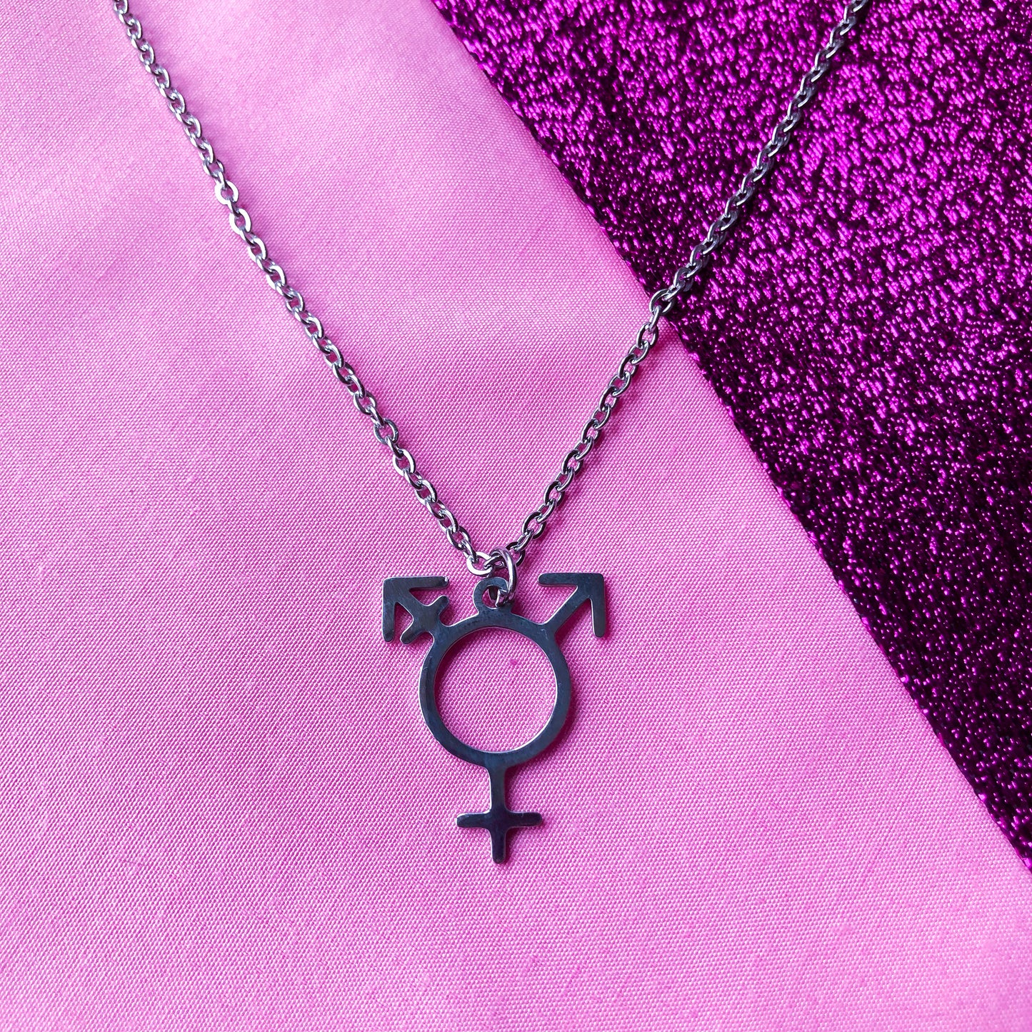 Transgender symbol stainless steel necklace