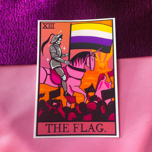 Non binary pride flag tarot card sticker