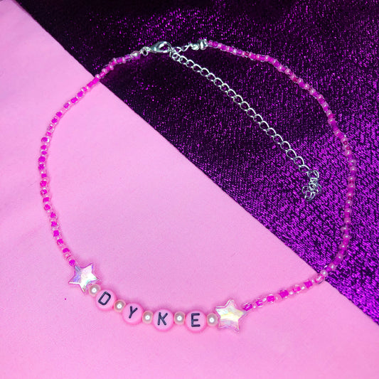 Pink DYKE beaded necklace