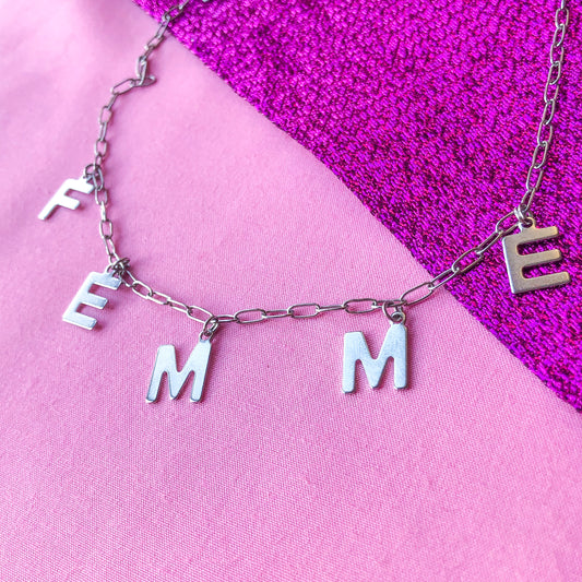 Femme letter necklace, 100% stainless steel