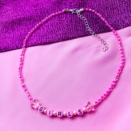 Pink Girls beaded necklace