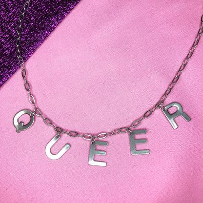 QUEER letter necklace, 100% stainless steel