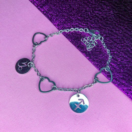 Astrology couples charm bracelet
