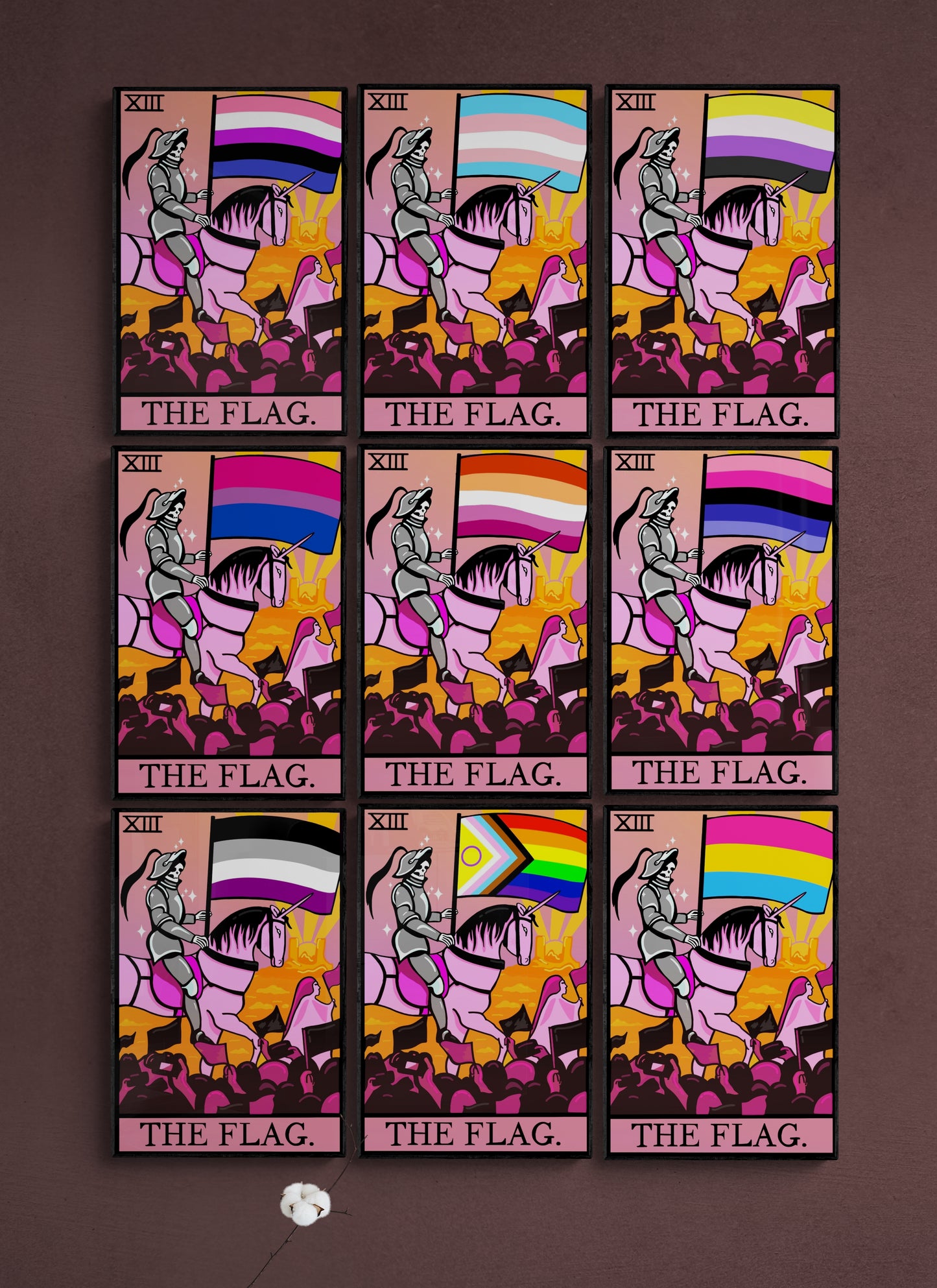 Bisexual pride flag tarot card wall art