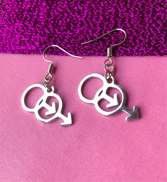 Double Mars stainless steel symbol earrings