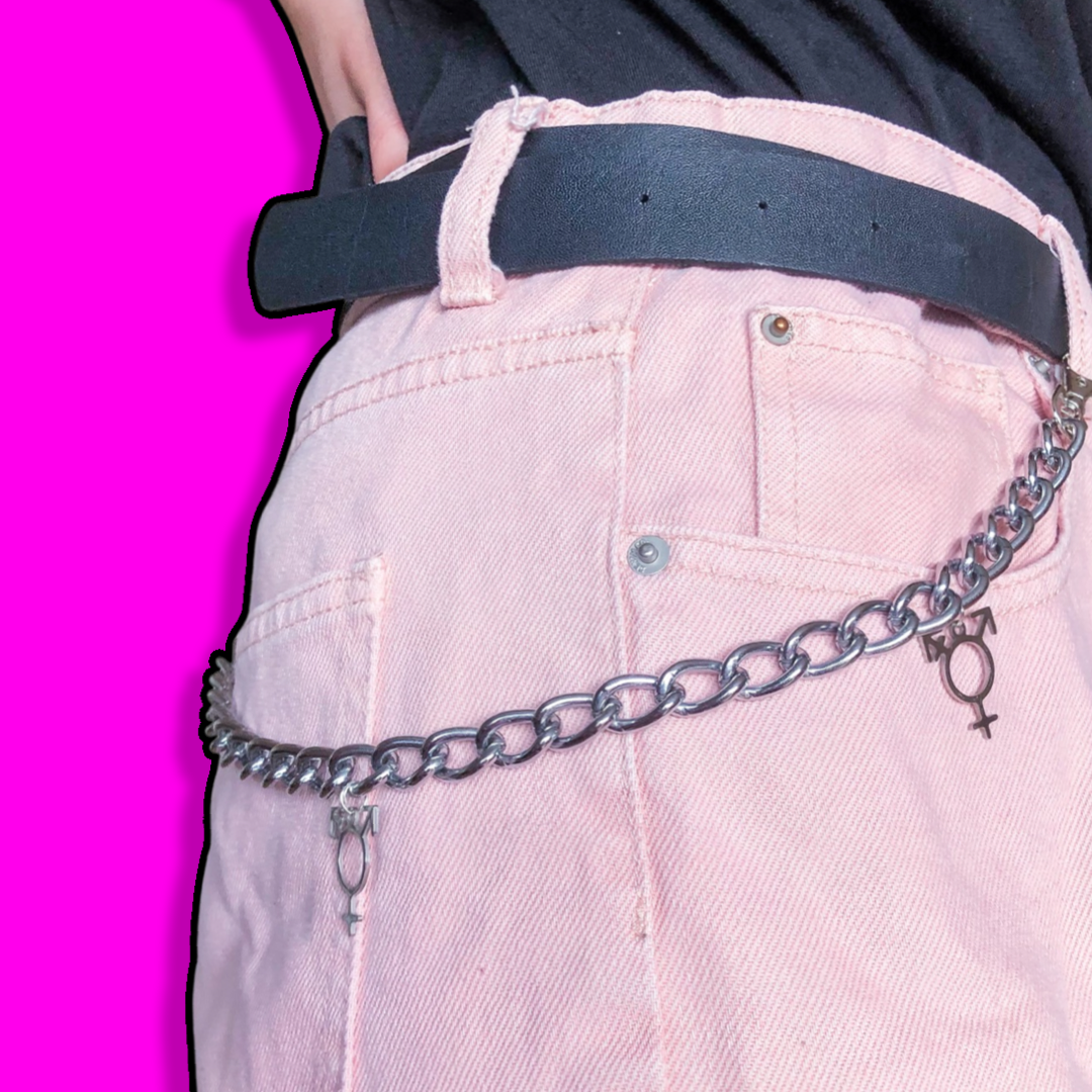 Jean chain with multiple Transgender symbol charms