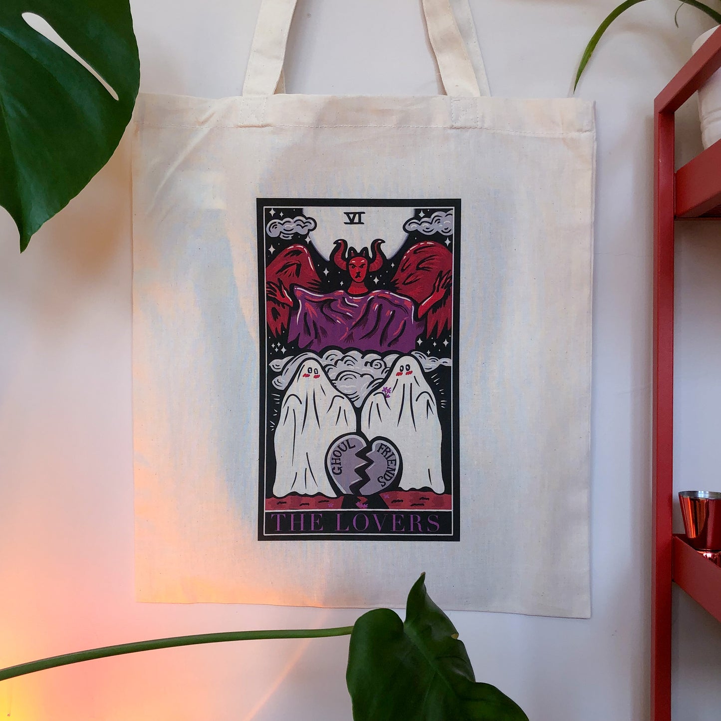 The Lovers tarot card beige Tote Bag
