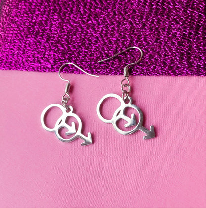 Double Mars stainless steel symbol earrings